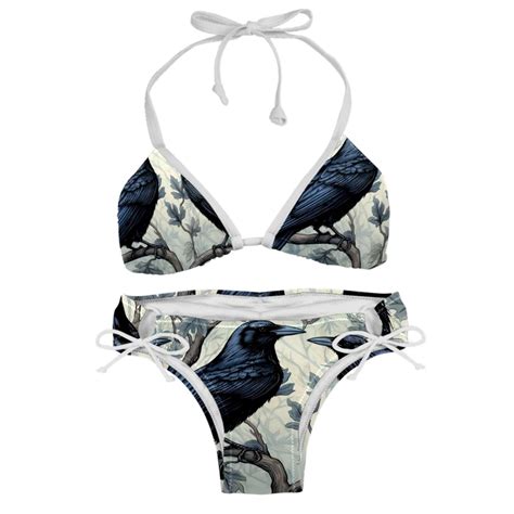 Crow Women S Bikini Set With Detachable Sponge And Adjustable Strap