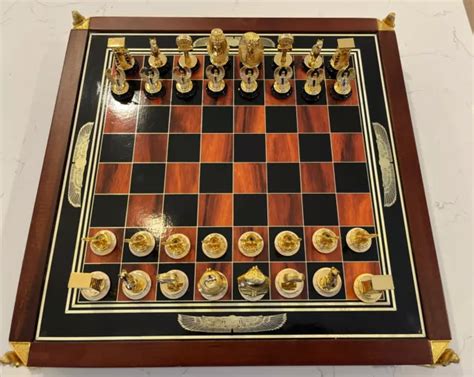 FRANKLIN MINT KING Tut Egyptian Chess Set 24K Plated 79 61 PicClick UK