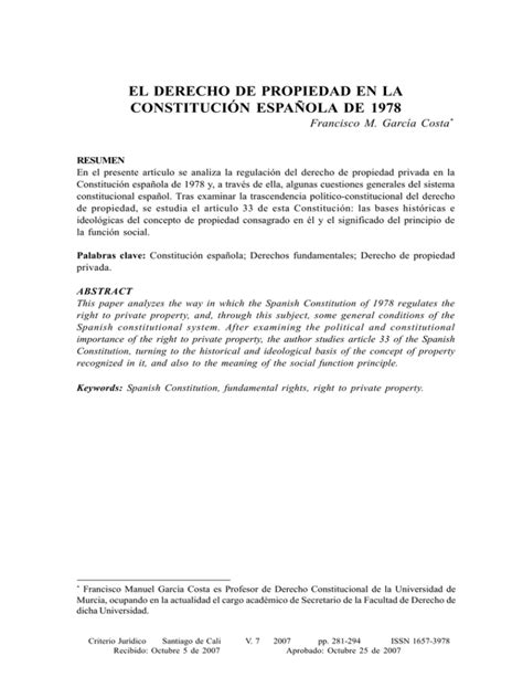 El Derecho De Propiedad En La Constitucin Espa Ola De