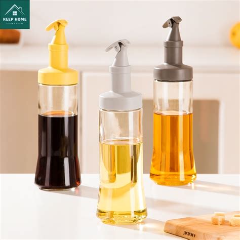 Keep Home Sesame Oil 500ml480ml Circle Dispenser Oil Glass Soy Sauce Vinegar Seasoning Bottle