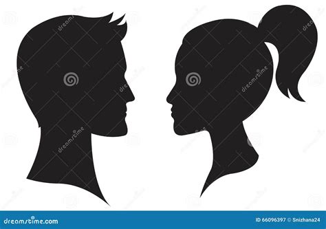 Man And Woman Face Profile Stock Vector Illustration Of Girl 66096397