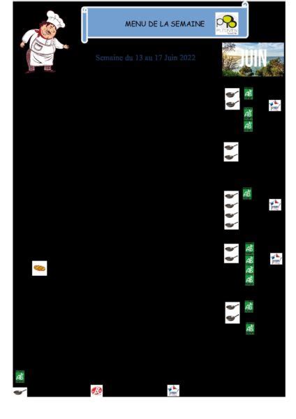 MENU Du 13 Au 17 Juin Mairie De Pleuven