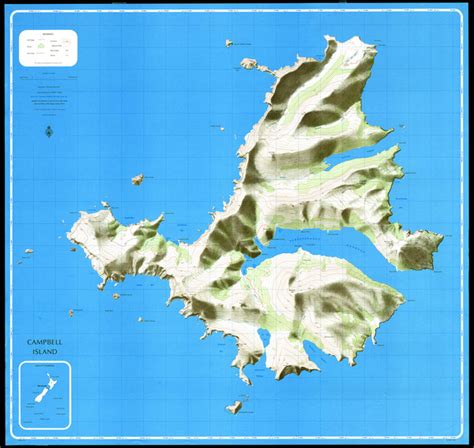 Campbell Island Map - 52deg 32prime 24Prime S 169deg 8prime 42Prime E ...