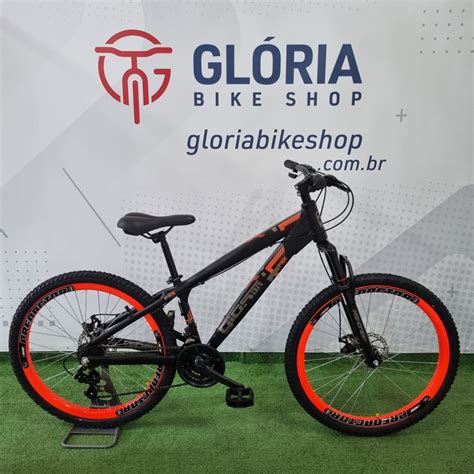 BICICLETA GIOS BR FRX ARO 26 ALUMÍNIO 21V PRETO LARANJA Glória Bike