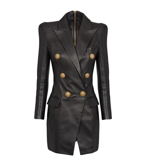 Womens Balmain Black Leather Mini Dress Harrods UK