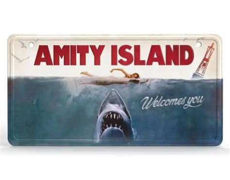 Les Dents De La Mer Panneau Amity Island Jaws Metal Sign Movie Poster