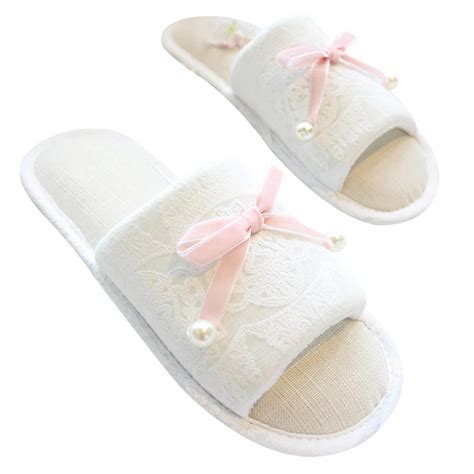 Summer Home Slippers Women Bedroom Home Slippers Elegant Bowtie Lace