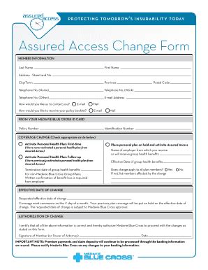 Fillable Online Web Beta Medavie Bluecross Assured Access Change Form