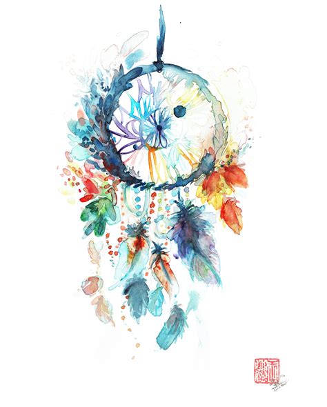 Watercolor Dreamcatcher Painting Coco Bee Watercolor Dreamcatcher