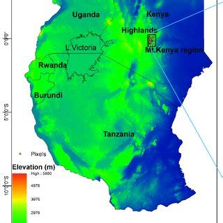 Map Of East Africa With Shuttle Radar Topography Mission SRTM 90 M