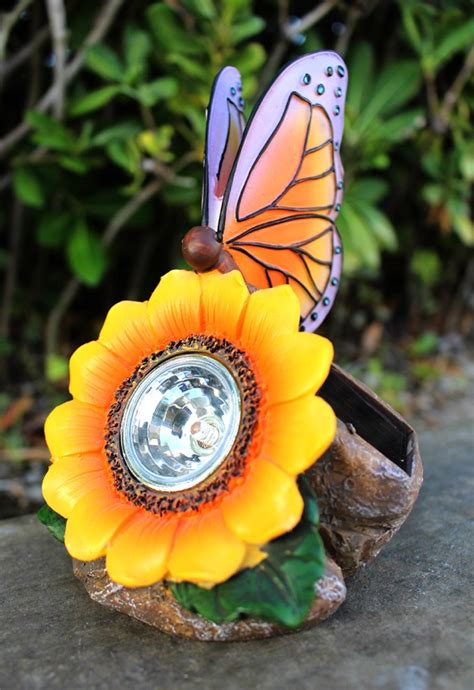 Two Sunflower Solar Lights Butterfly