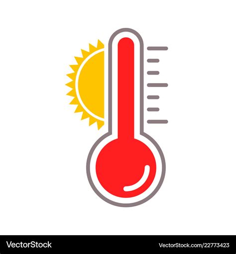 Thermometer Sun Heat Temperature Icon Royalty Free Vector