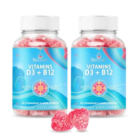 Belive Vitamin D3 Gummies With B12 Vitamins Immune Support Gummies With Vegan Vitamin B12 And D3