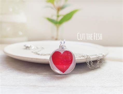 Red Heart Pendant Red Heart Necklace Red Heart Jewelry Art Jewelry ...