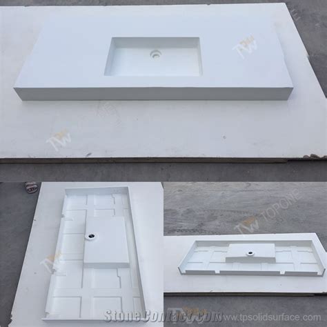 White Color Corian Acrylic Solid Surface Sinks Artificial Marble Stone