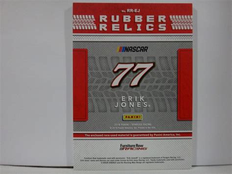 2018 Donruss Racing NASCAR Rubber Relics Race Used Tire RR EJ Erik