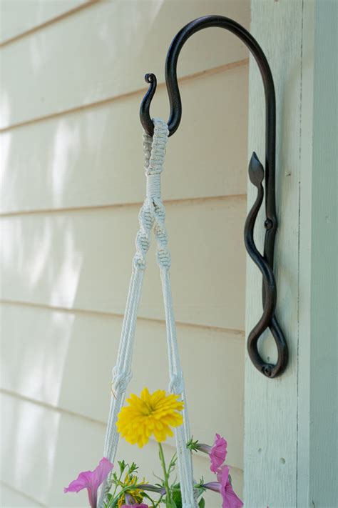 Hand Forged Plant Hanger With Hook Finial Outdoor Plant Bracket Bird