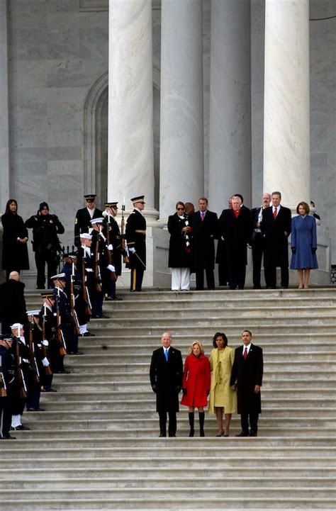 Vice President Joe Biden His Wife Jill Biden First Lady Michelle Obama And President Barack