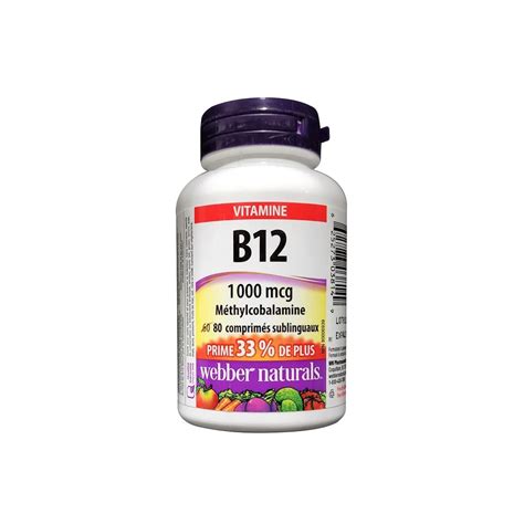 Webber Naturals Vitamin B12 1000mcg 80 Sublingual Tablets 33 Bonus