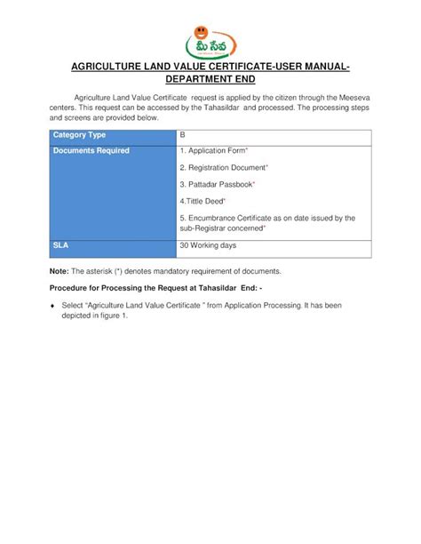 Pdf Agriculture Land Value Certificate User Manual Department