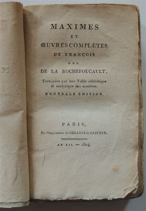 Maximes Et Oeuvres Morales Compl Tes De Fran Ois Duc De La