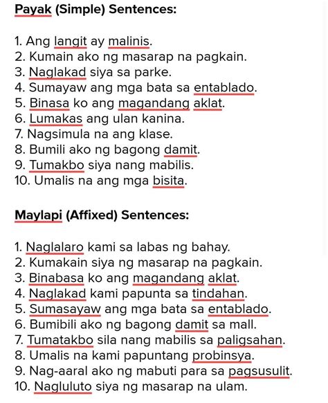 can someone give me 10 payak , maylapi , inuulit, and tambalan panguri ...