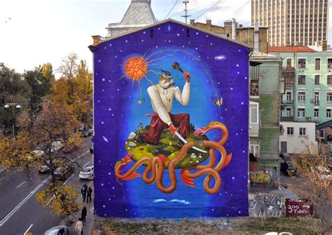 Aec From Interesni Kazki Paints A New Mural In Kiev Ukraine Streetartnews Streetartnews