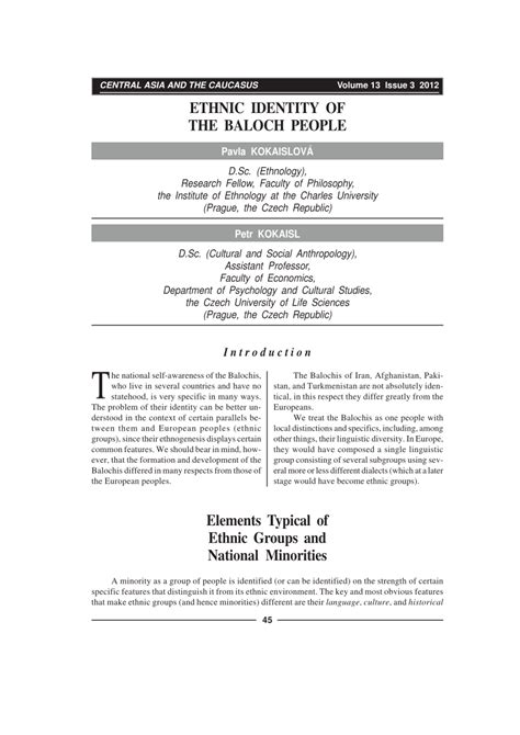 (PDF) Ethnic Identity of the Baloch People