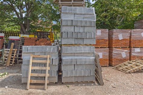 Concrete Blocks Pallet Stock Image Image Of Spring 250491593