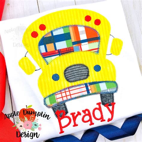 School Bus Zigzag Applique Design Machine Embroidery Etsy