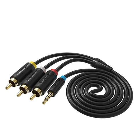 Vention 3.5mm Male to 3RCA Male AV Cable Standard Audio Converter Video ...