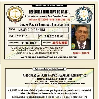 Credencial De Juiz De Paz Lavra