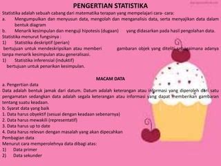 Ppt Singkat Pengantar Statistika Ppt