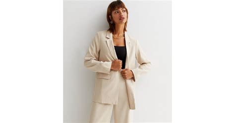 Stone Revere Collar Oversized Blazer New Look