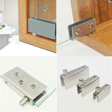 2x Stainless Steel Glass Door Hinges Clamps Glass Clip 12mm | eBay ...