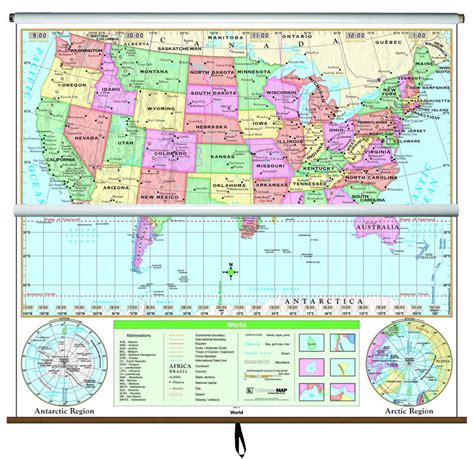 Usworld Essential Combo Classroom Wall Map On Roller