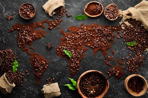 Premium Photo Set Of Coffee Beans And Ground Coffee In The Shape Of A