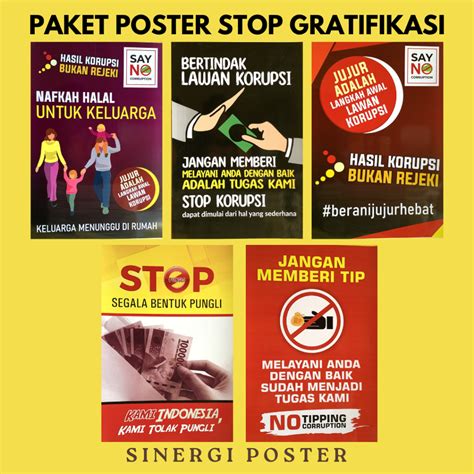 Jual Paket Poster Stop Gratifikasi Poster Say No Korupsi Poster