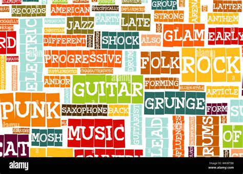 Music Background With Different Genres and Types Stock Photo - Alamy