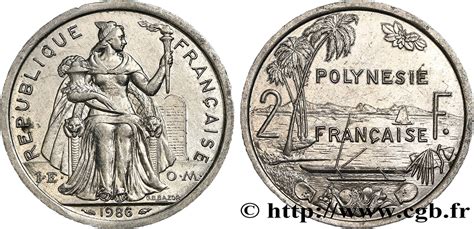 French Polynesia 2 Francs Ieom Polynésie Française 1986 Paris Fco