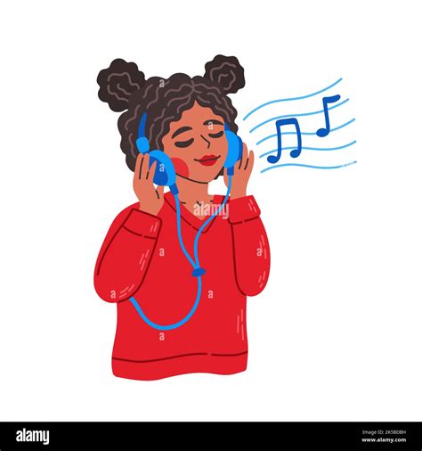 Girl Listening To Music Cartoon