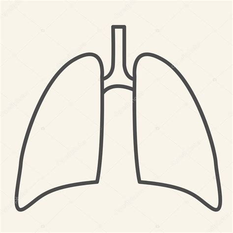 Pulmones Icono De L Nea Delgada El Pictograma De Estilo De Contorno De