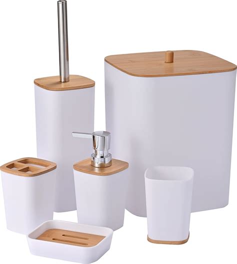 Yorkmills 6 Pieces Bamboo Bathroom Accessories Set Bathroom Accessory