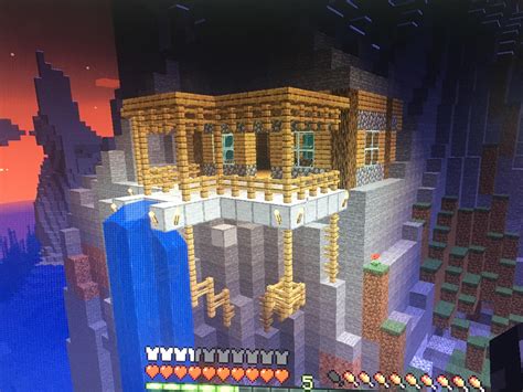 My mountain house in survival : r/Minecraft