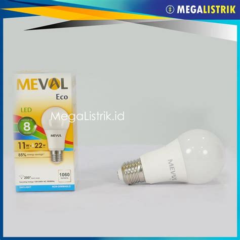 Jual Meval Lampu Bohlam LED Bulb Eco 11W 11 Watt White Putih Di