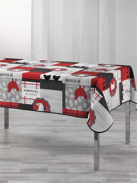 Nappe Rectangle Polyester Auberge Des Poules Rouge Kiabi