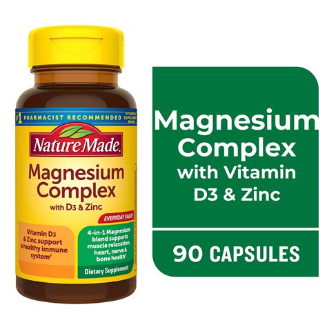 Nature Made Magnesium Complex with Vitamin D & Zinc Capsules, Magnesium