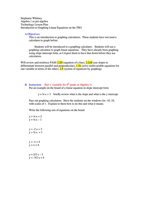 Linear Equations Review Worksheet Algebra 1 Answers Tessshebaylo