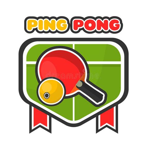 Ping Pong Game Colorful Logotype With Table And Racket Stock Vector