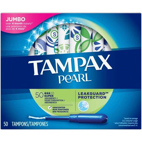 Tampax Pearl Tampons Super Unscented 50 Ct Tampax Pearl Tampax Tampons